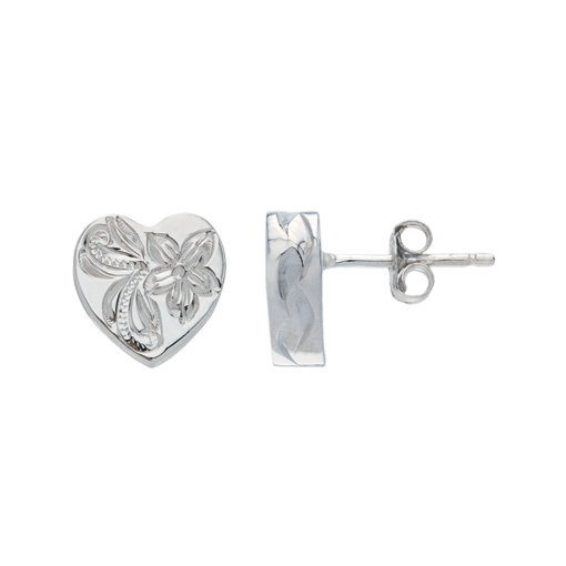 Heart Studs Earrings Large Silver