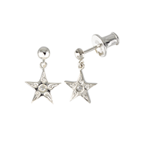 Star Earrings Silver with Quartz