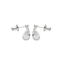 Wave and Plumeria Designed Earrings Silver with Cubic Zirconia