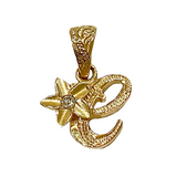 Initial with Plumeria Flower Pendant 14K Yellow Gold with Diamond