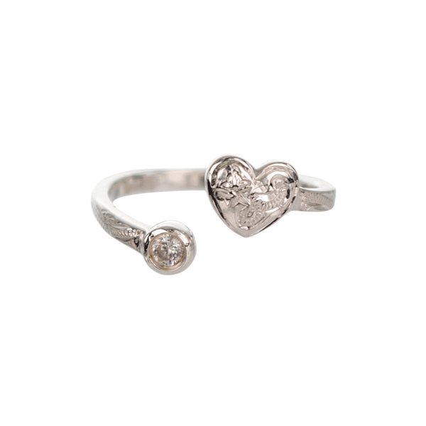 Heart Phalange Ring Silver with Cubic Zirconia