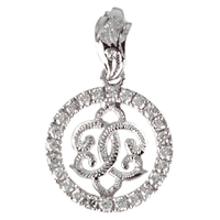Scroll Emblem Pendant 14K Gold (YG, RG, WG) with Diamond