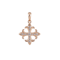 Gothic Cross Pendant Small 14K Gold (YG, RG, WG) with Diamond