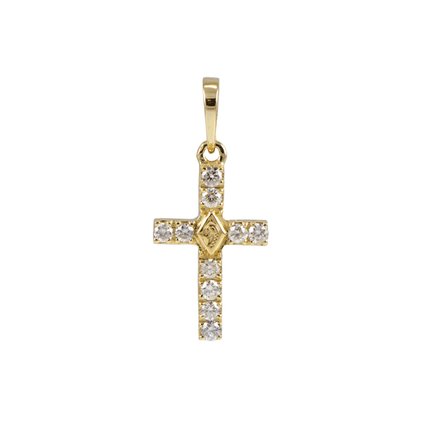 Small Cross Pendant 14K Gold (YG, RG, WG) with Diamond