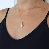 Cross Pendant 14K Gold (YG, RG, WG) with Diamond