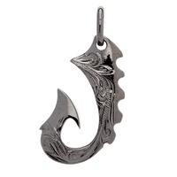 Fish Hook Pendant Black Silver