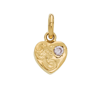 Flat Heart Pendant 14K Gold (YG, PG, WG) with Cubic Zirconia