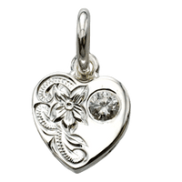 Flat Heart Pendant Silver with Cubic Zirconia