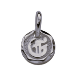 Old English Letter Initial Pendant 14K White Gold