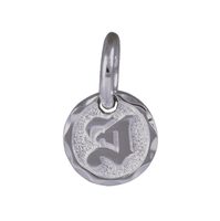 Old English Letter Initial Pendant 14K White Gold