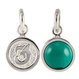 Old English Letter Initial Pendant Silver with Turquoise