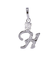 Initial with Crown Pendant 14K White Gold