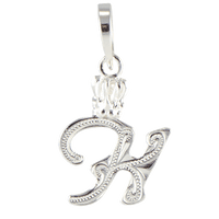 Initial with Crown Pendant Silver