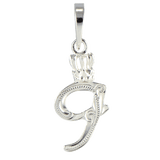 Initial with Crown Pendant Silver