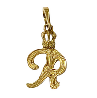 Initial with Crown Pendant 14K Yellow Gold