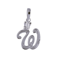 Initial with Crown Pendant 14K White Gold