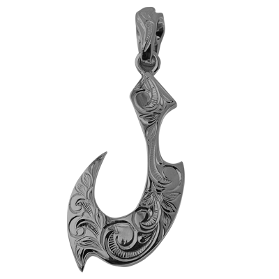 Fish Hook Pendant Black Silver – Lono God of Peace