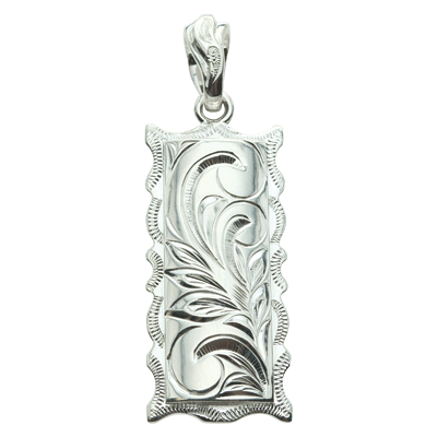 Vertical Plate Pendant Silver (Side Wriggle)