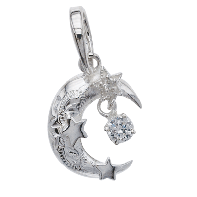 Moon Pendant Silver with CZ – Lono God of Peace