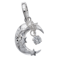 Moon Pendant Silver with CZ