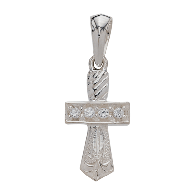 Sword Pendant Silver with CZ