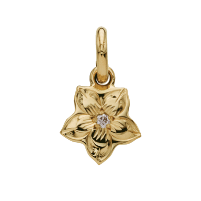 Plumeria Pendant 14K Gold (YG, RG, WG) with Diamond