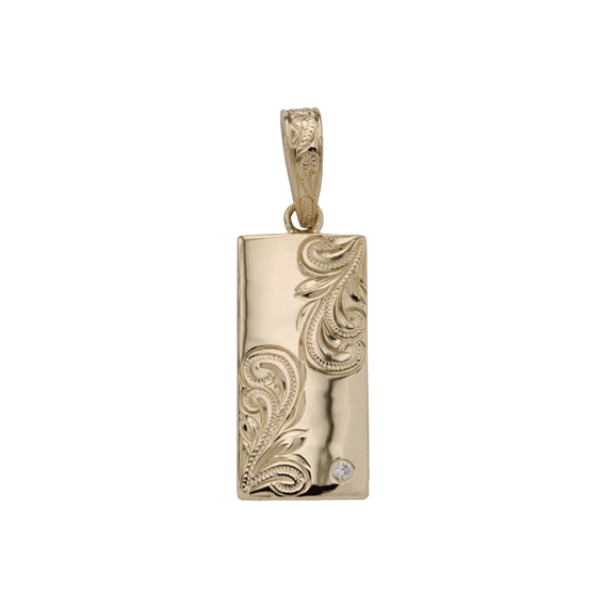 Vertical Plate Pendant 14K Gold (YG, RG, WG) with Cubic Zirconia