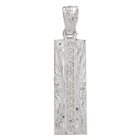 Vertical Plate Pendant Silver with Cubic Zirconia