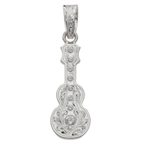 Ukulele Pendant Silver with Cubic Zirconia