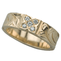 Clover Ring 6mm 14K White Gold with Diamond