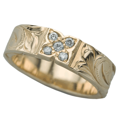 Clover Ring 6mm 14K Rose Gold with Diamond