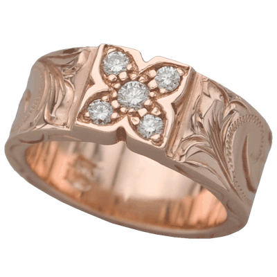 Clover Ring 8mm White Gold with Diamond
