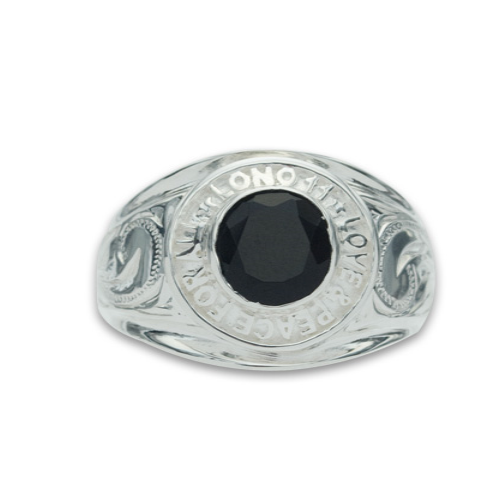 Onyx College Ring Silver