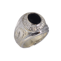 Onyx College Ring Silver
