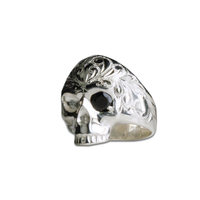 Skull Ring Silver with Onyx