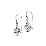 Dangle Heart Earrings Silver+CZ