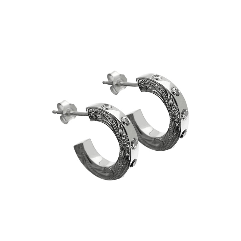 Hoop Earrings+CZ Silver