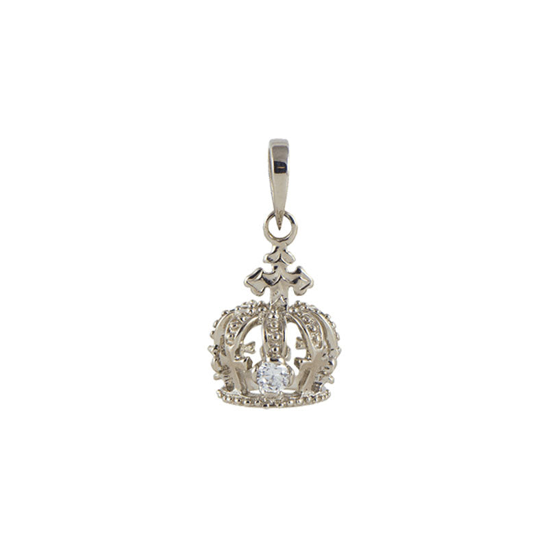 Load image into Gallery viewer, Crown Pendant + CZ White Gold
