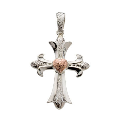 Load image into Gallery viewer, Heart(PG Plating) Cross Small (Half Engraved) *SALE*
