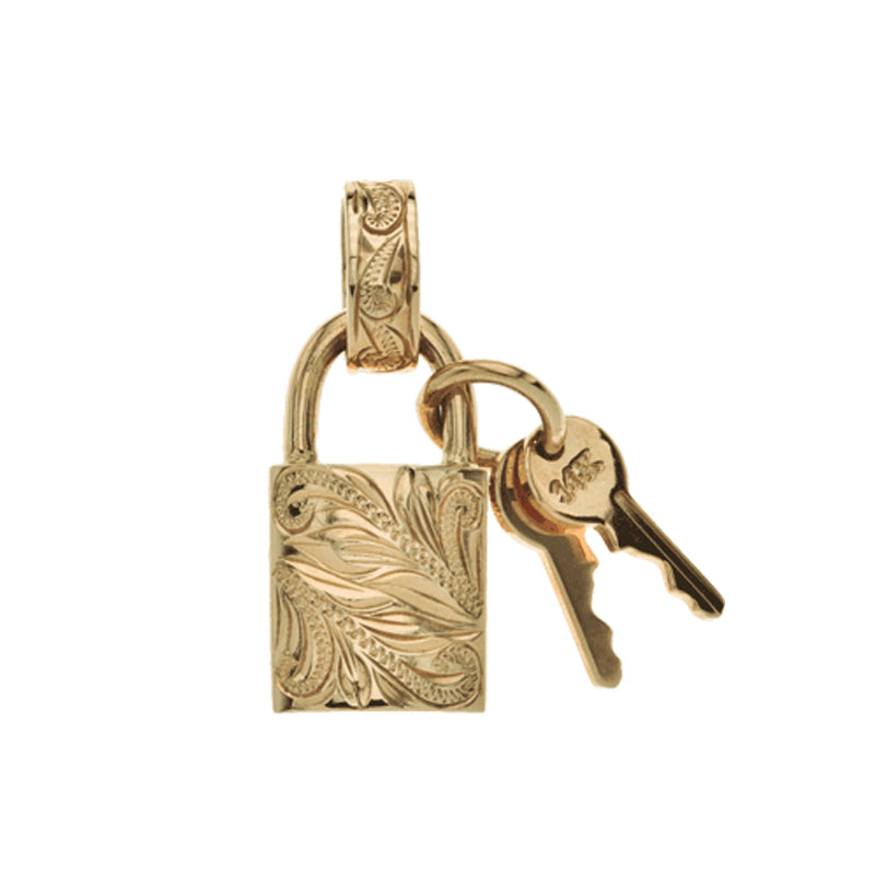 Load image into Gallery viewer, Lock Pendant+ Key Charm Yellow Gold
