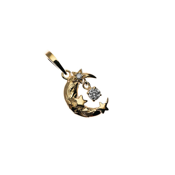 Moon Pendant Top 14K Gold with CZ