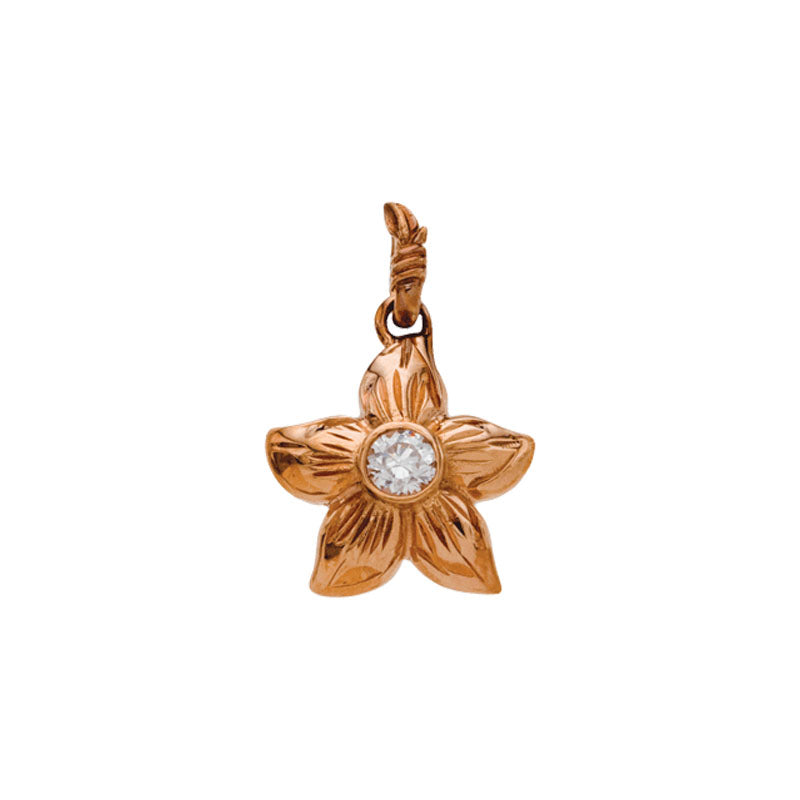 Load image into Gallery viewer, Plumeria+Cubic zirconia pendant Pink Gold*SALE*
