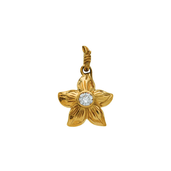 Load image into Gallery viewer, Plumeria+Cubic zirconia pendant Yellow Gold*SALE*
