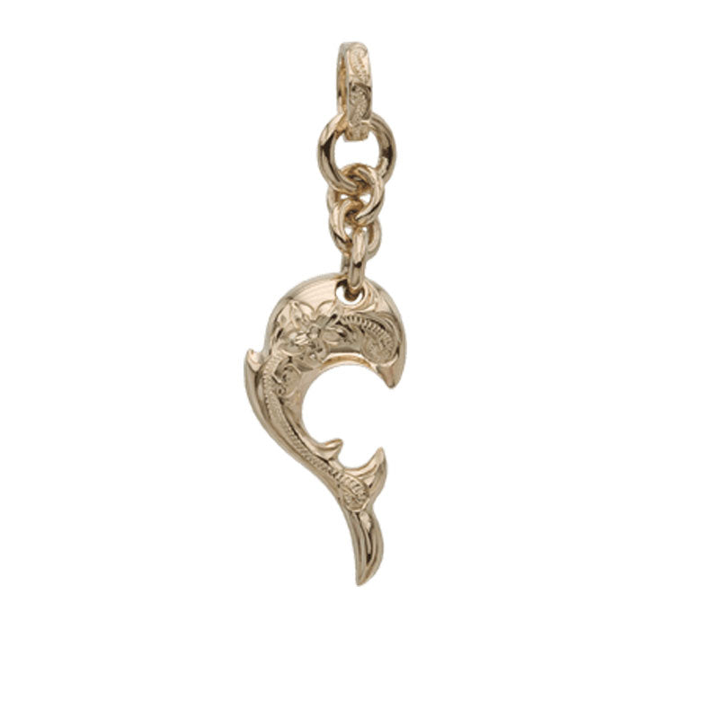 Load image into Gallery viewer, Dolphin Wave Pendant Small Yellow Gold
