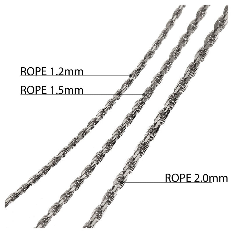 Rope Chain White Gold 1.5mm
