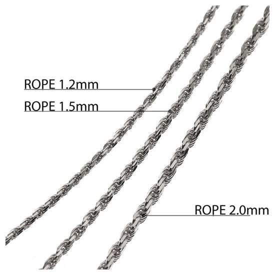 Rope Chain White Gold 2mm