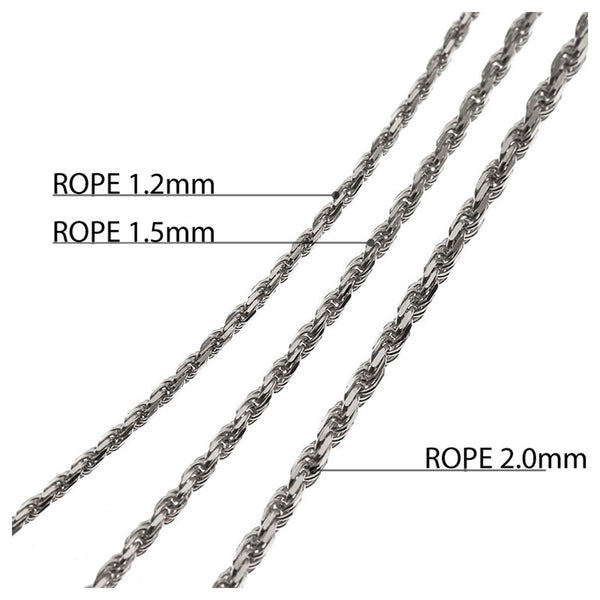 Rope Chain White Gold 1.2mm